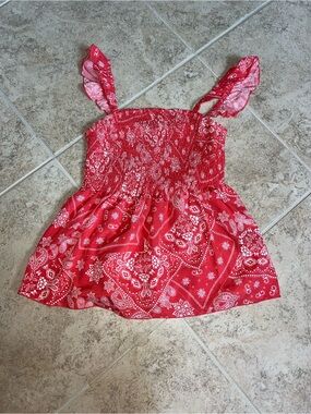 SHEIN Red Bandana Smocked Ruffle Strap Tank